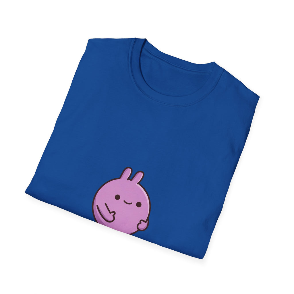 T-Shirt — Cute Purple Bunny Graphic “don’t touch me I’ll poop” Funny Shirt