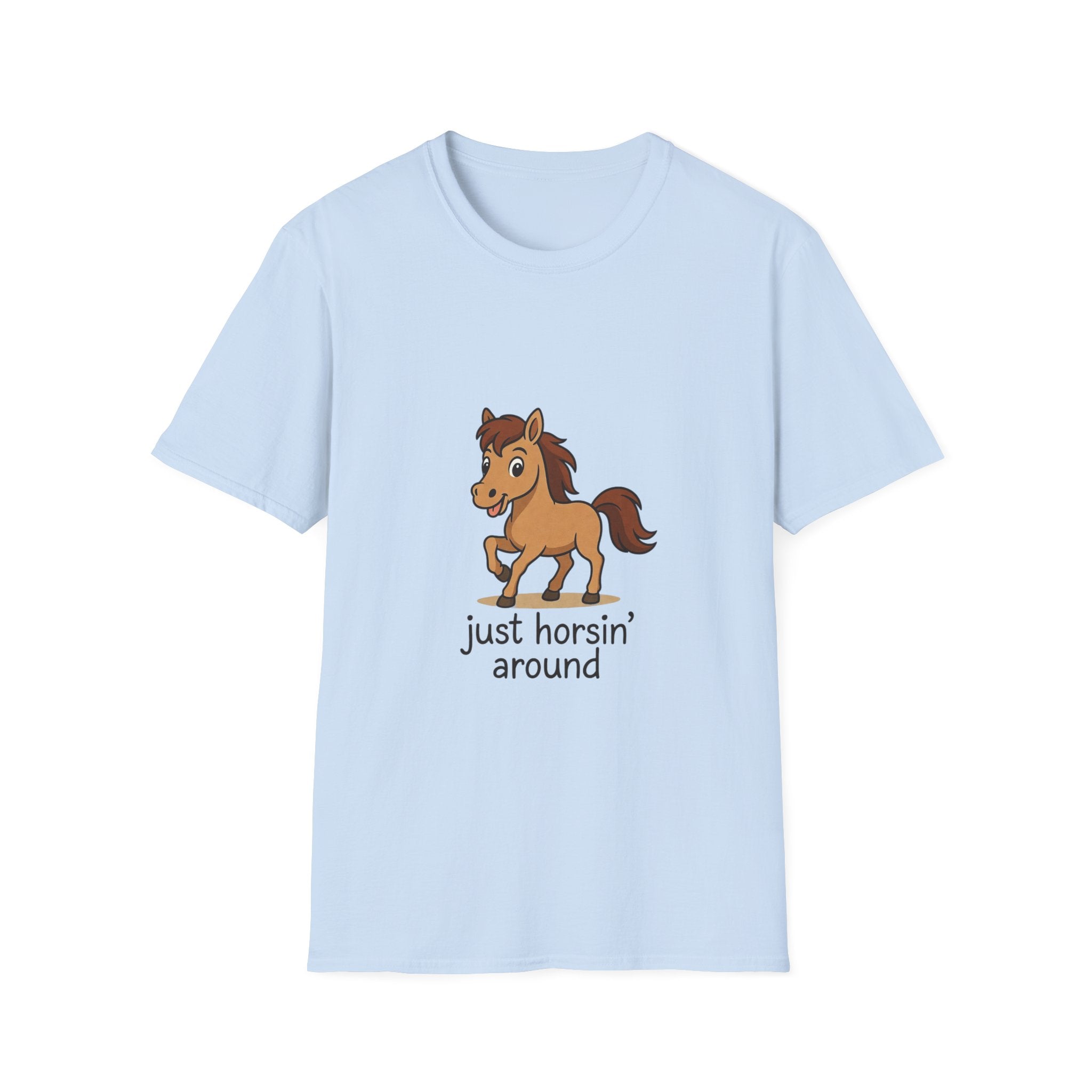 Just Horsin' Around T-Shirt — Cute Cartoon Pony Tee for Horse Lovers