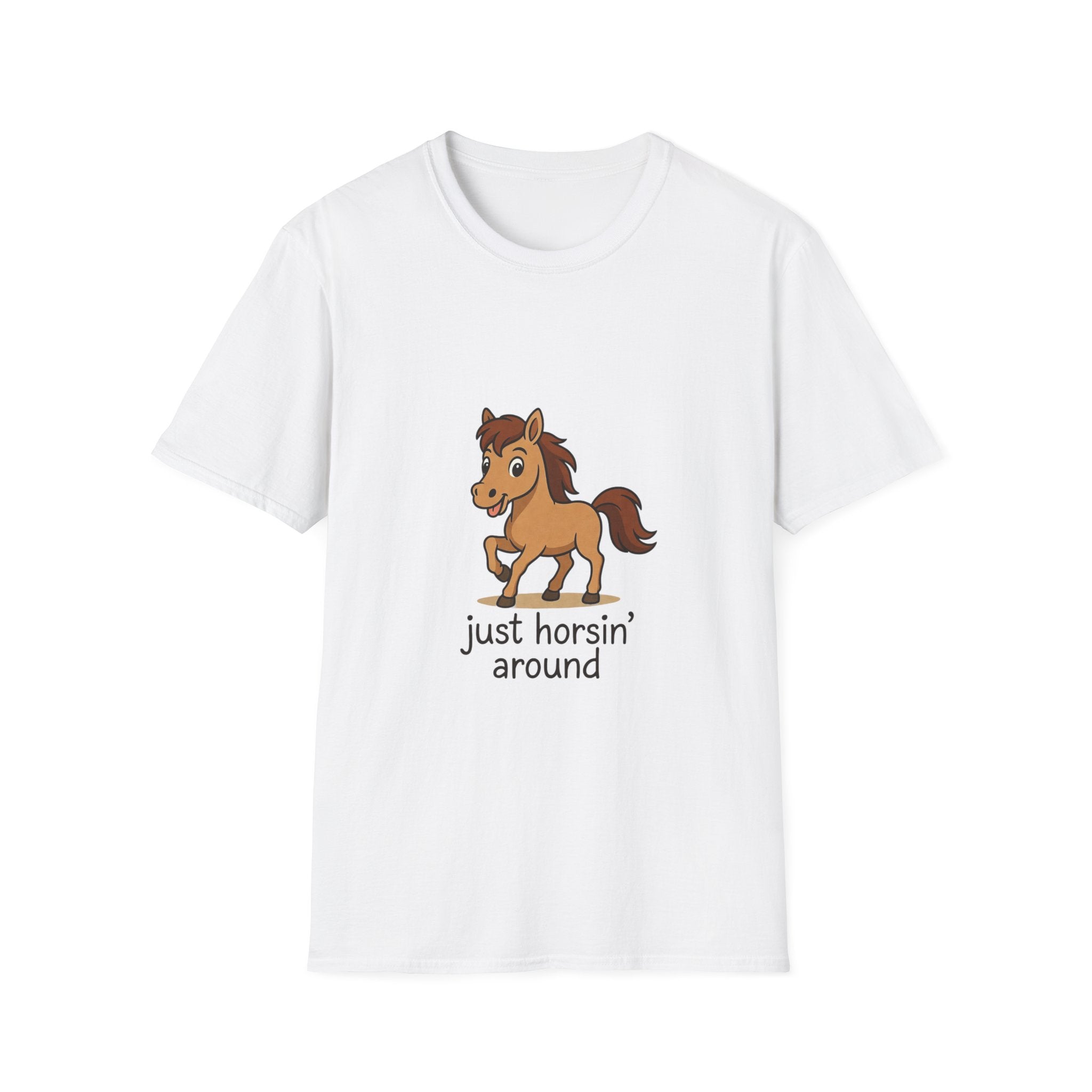 Just Horsin' Around T-Shirt — Cute Cartoon Pony Tee for Horse Lovers