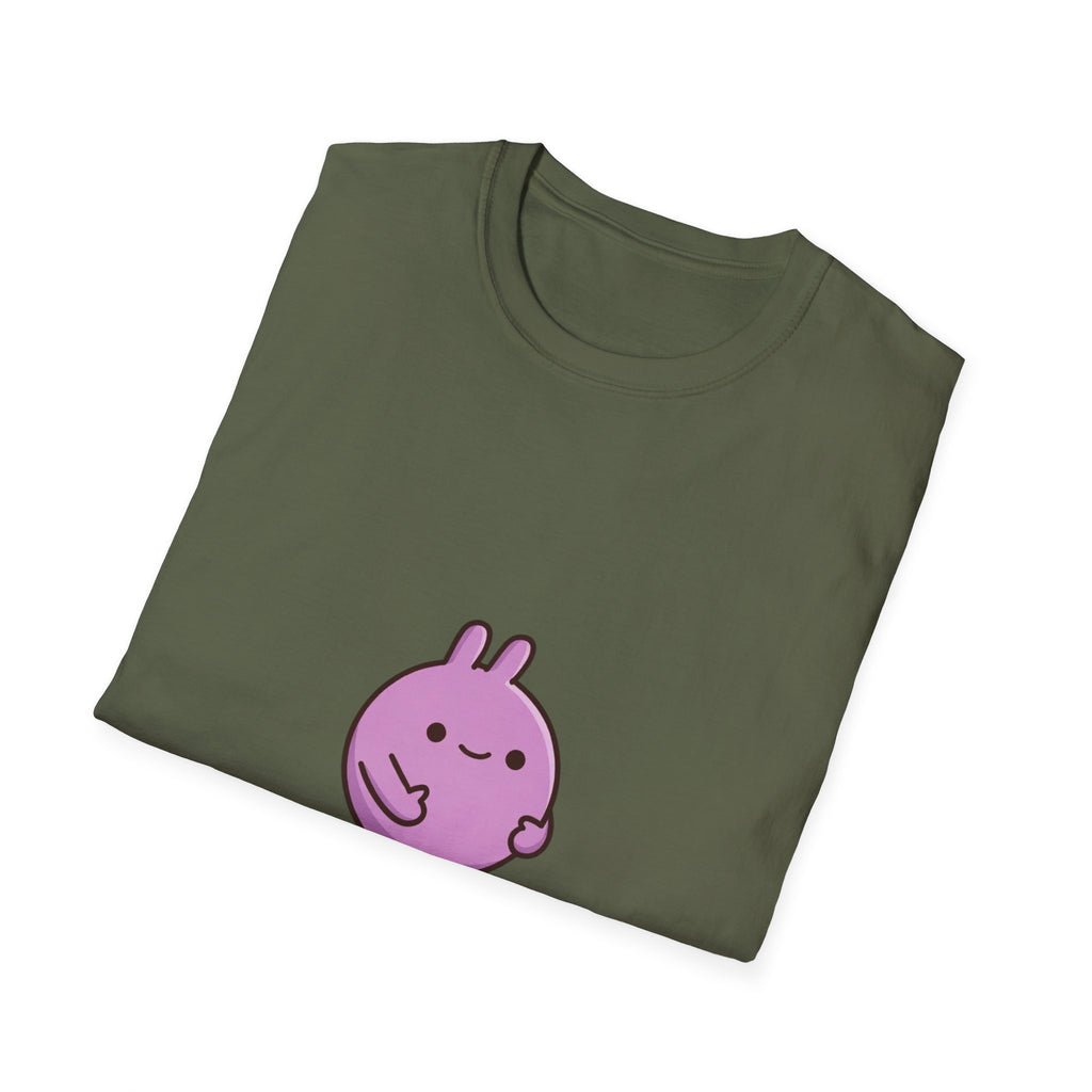 T-Shirt — Cute Purple Bunny Graphic “don’t touch me I’ll poop” Funny Shirt