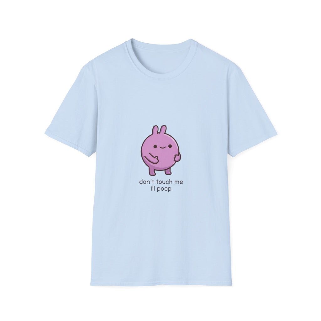 T-Shirt — Cute Purple Bunny Graphic “don’t touch me I’ll poop” Funny Shirt