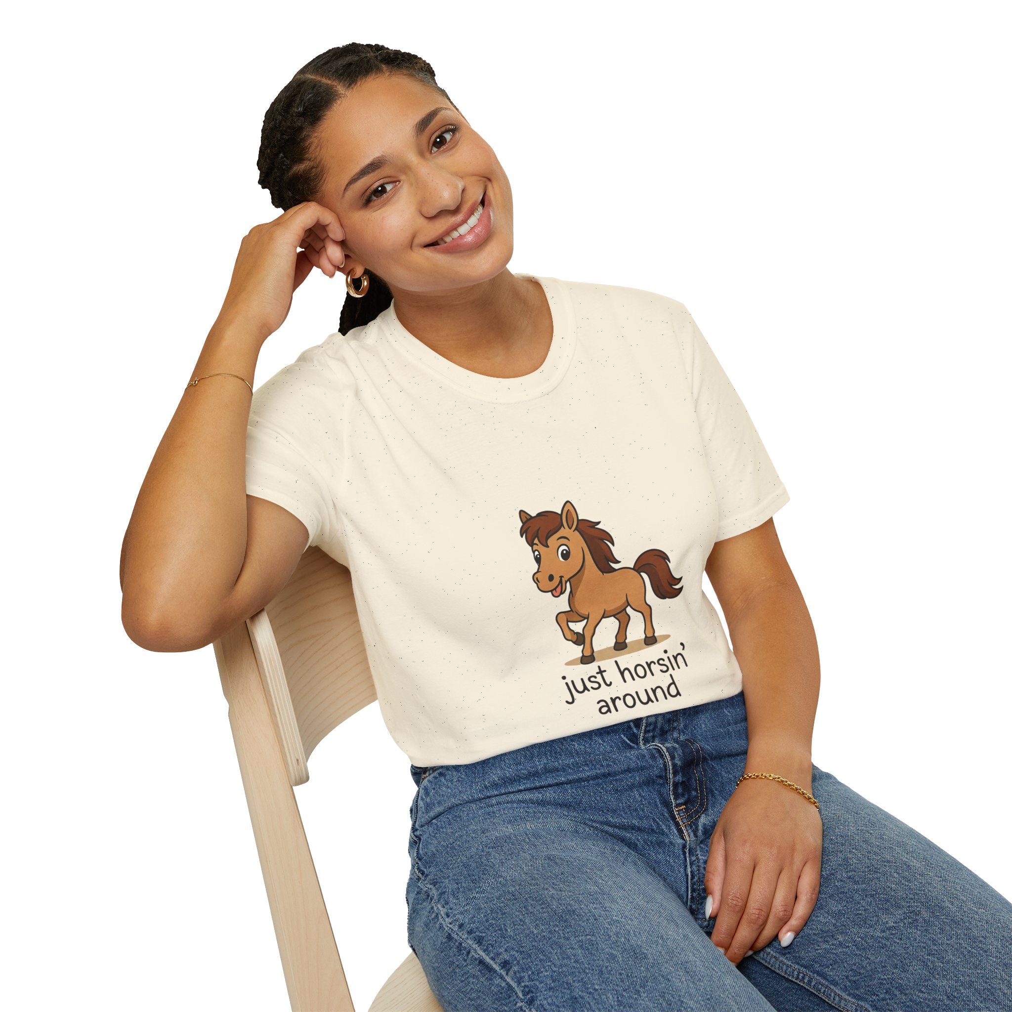 Just Horsin' Around T-Shirt — Cute Cartoon Pony Tee for Horse Lovers