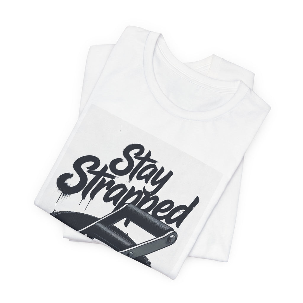 Stay Strapped T‑Shirt — Ratchet Strap Graphic Tee for Gearheads & Outdoor Enthusiasts