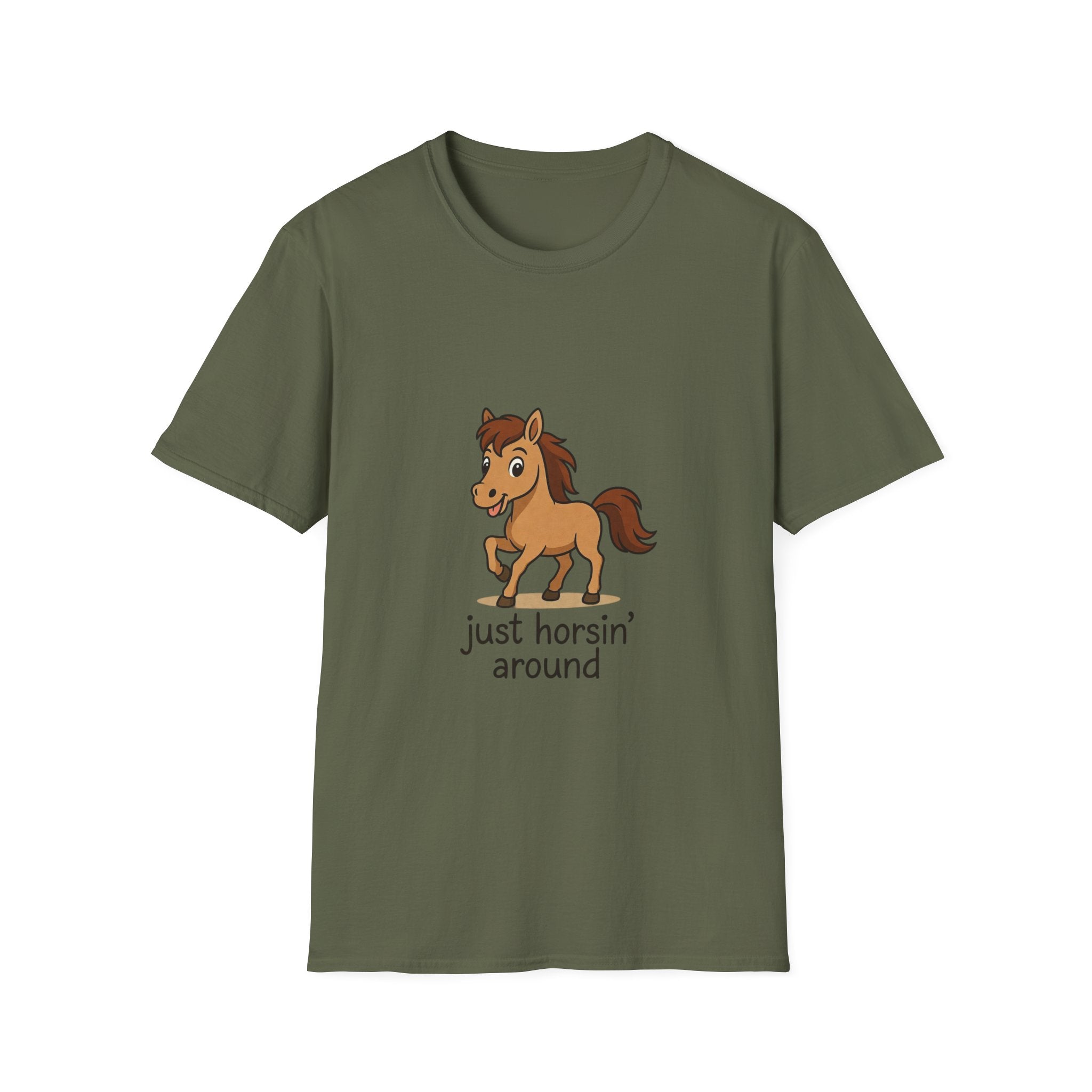 Just Horsin' Around T-Shirt — Cute Cartoon Pony Tee for Horse Lovers